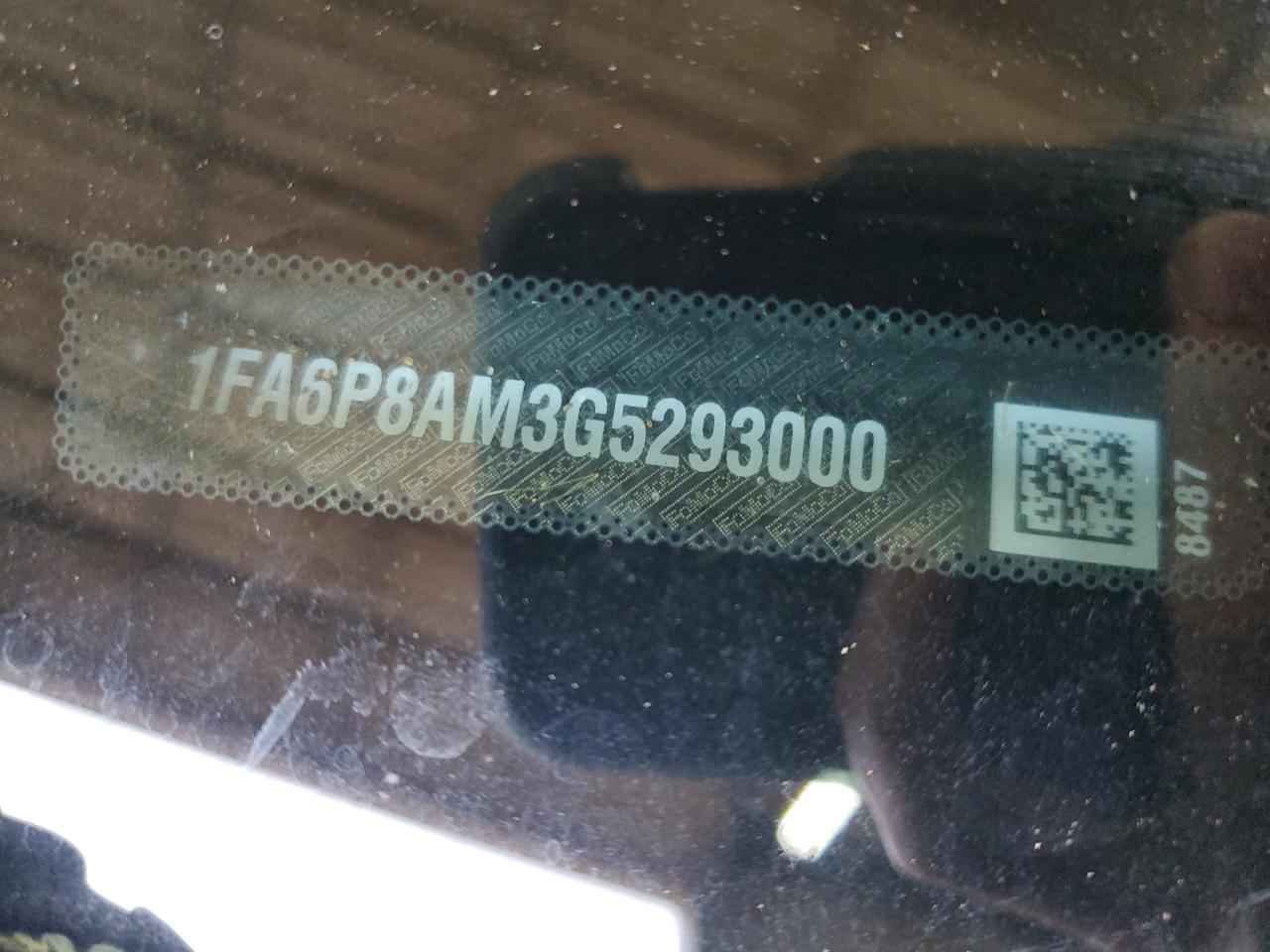 2016 Ford Mustang VIN: 1FA6P8AM3G5293000 Lot: 81950195