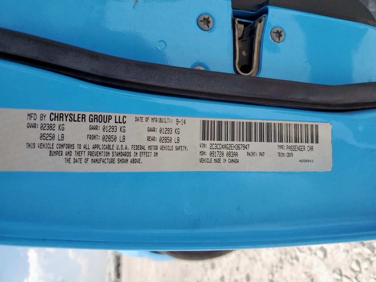 2014 Dodge Charger Police VIN: 2C3CDXAG2EH367947 Lot: 81411185