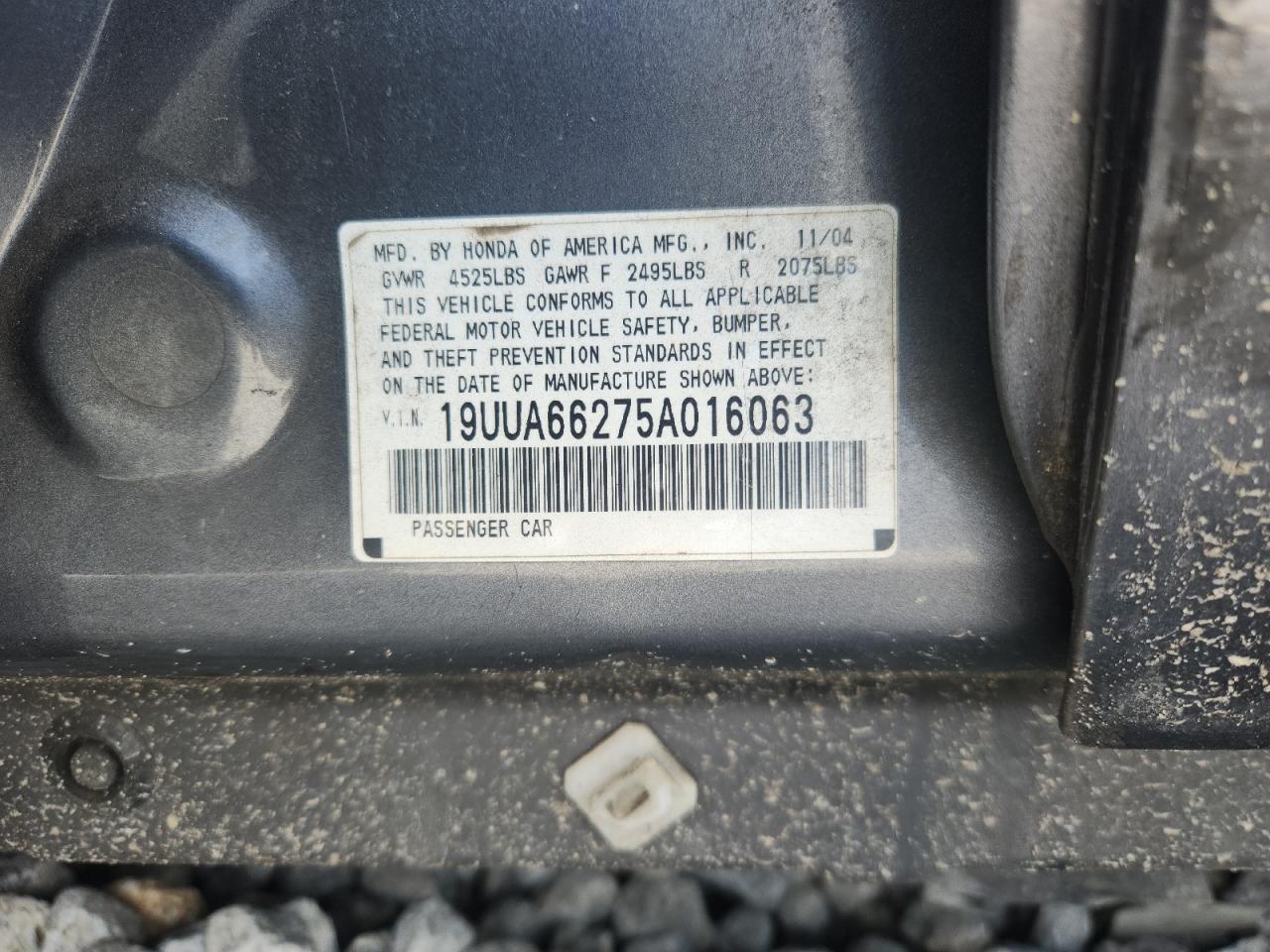 2005 Acura Tl VIN: 19UUA66275A016063 Lot: 84031695