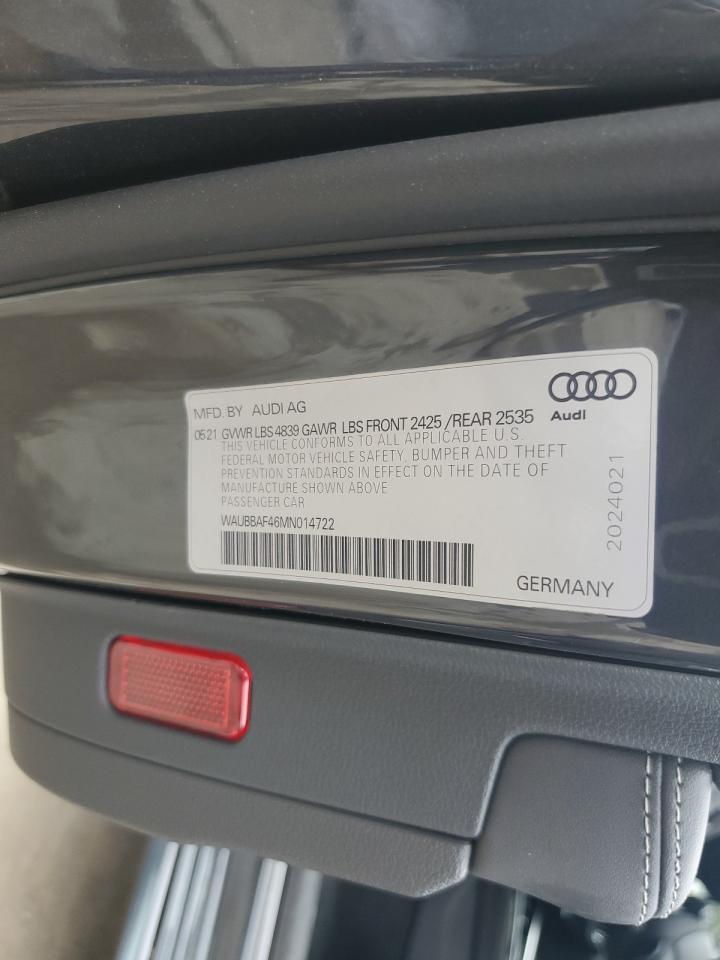 2021 Audi A4 Premium Plus 40 VIN: WAUBBAF46MN014722 Lot: 84770995