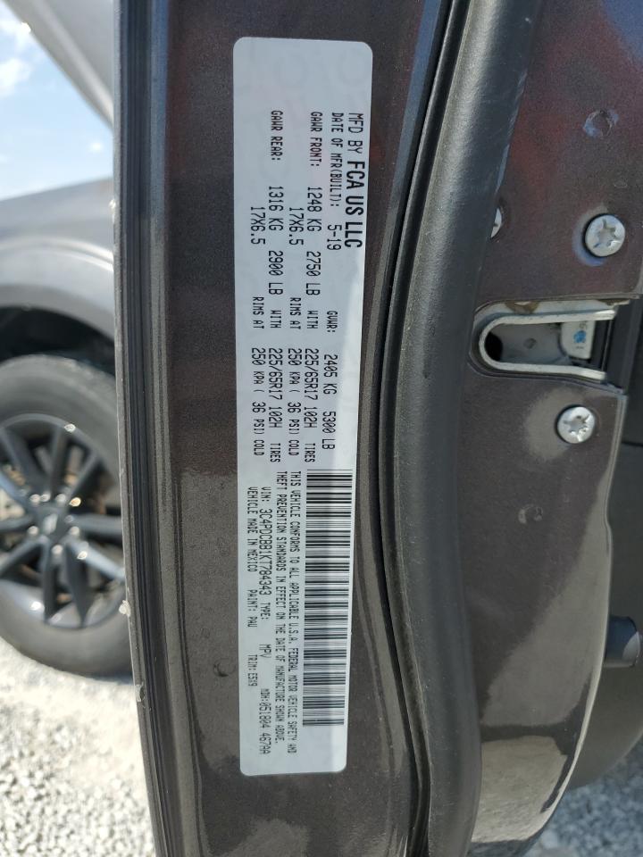 2019 Dodge Journey Se VIN: 3C4PDCBB1KT784343 Lot: 71471955