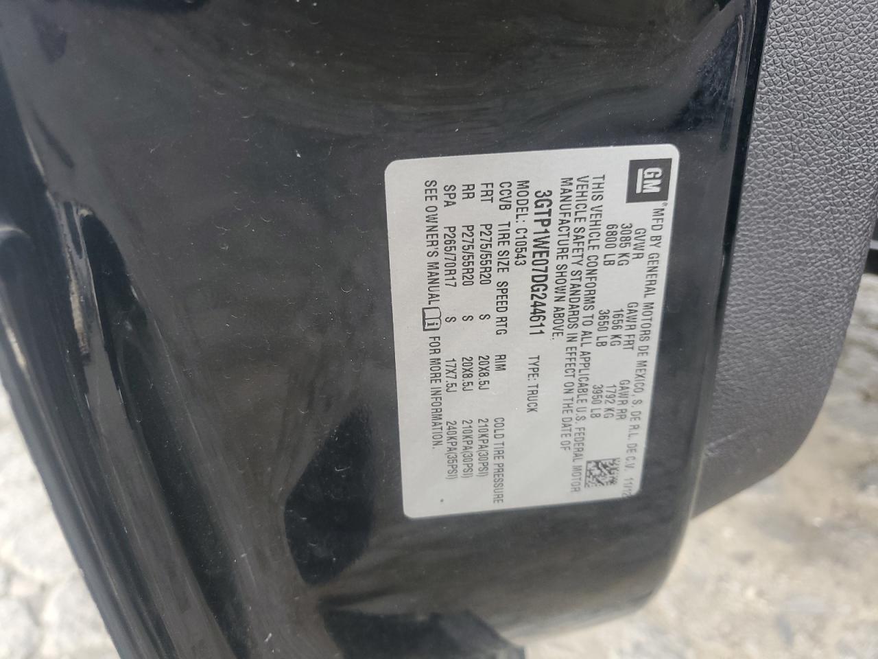 2013 GMC Sierra C1500 Slt VIN: 3GTP1WE07DG244611 Lot: 81821955