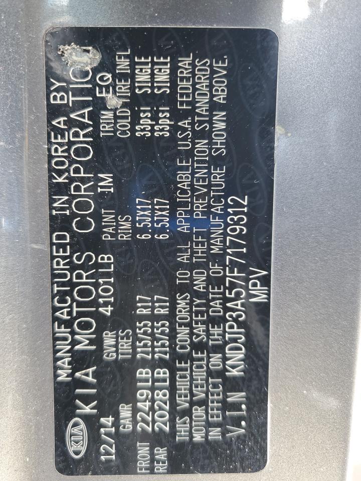 2015 Kia Soul + VIN: KNDJP3A57F7179312 Lot: 70320125