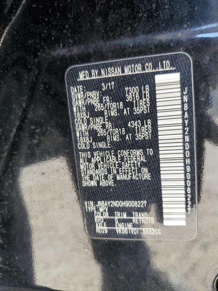 2017 Nissan Armada Sv VIN: JN8AY2ND0H9008227 Lot: 81677995