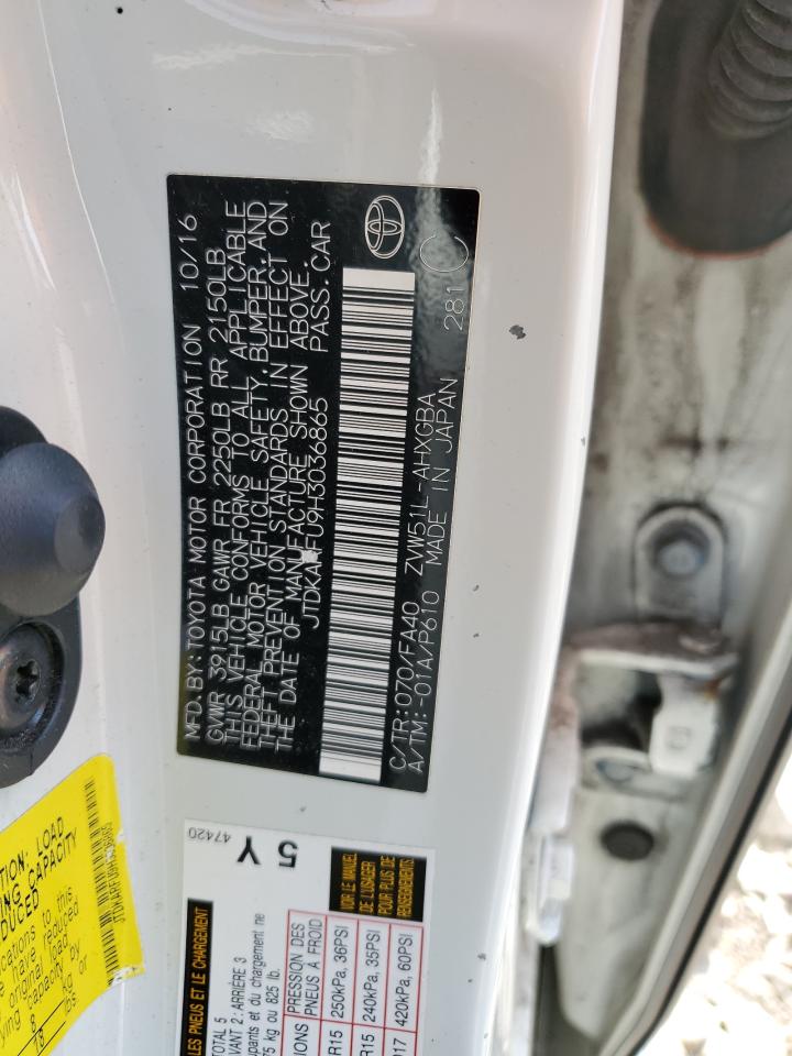 2017 Toyota Prius VIN: JTDKARFU9H3036865 Lot: 71545115