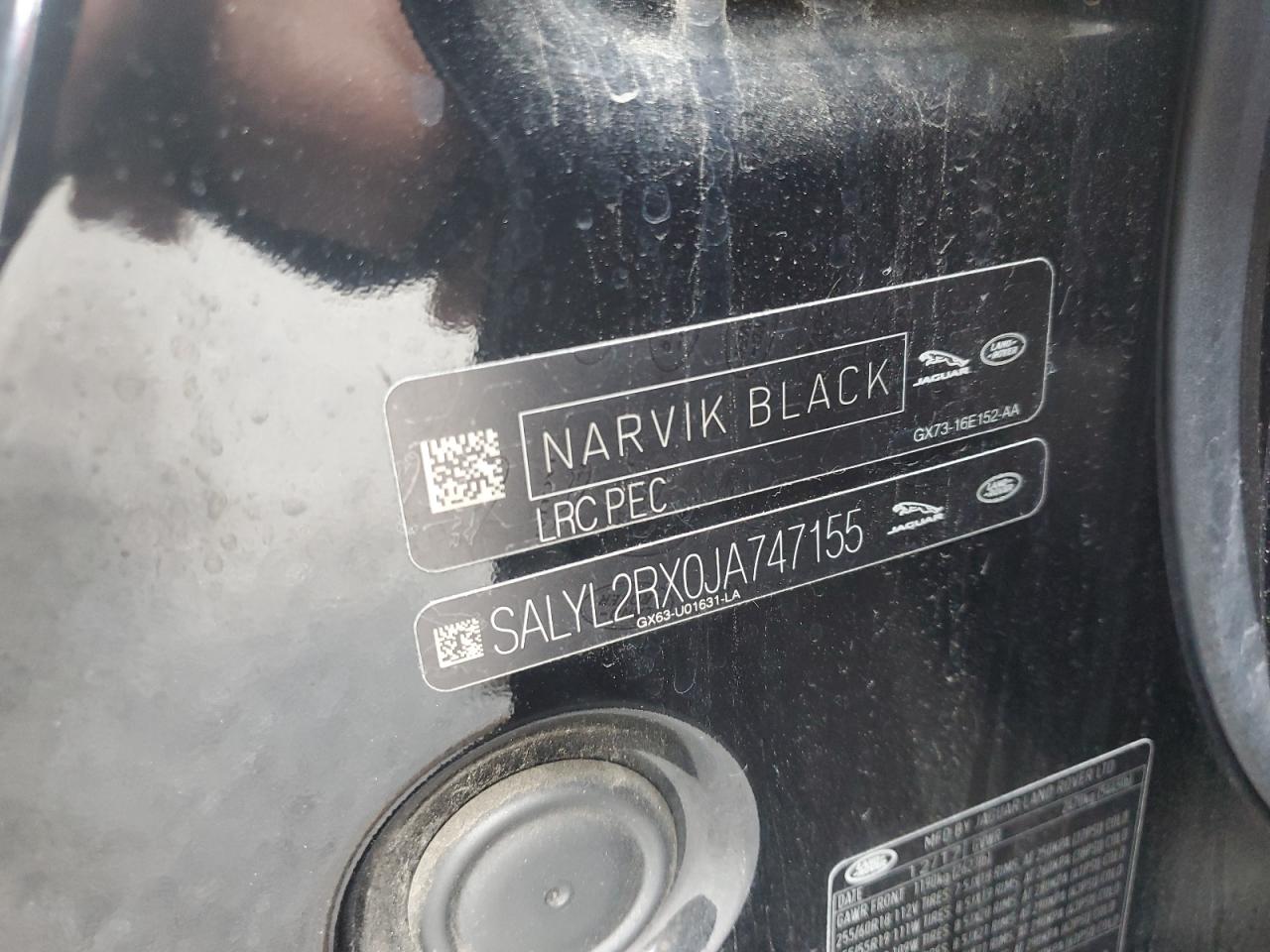 2018 Land Rover Range Rover Velar R-Dynamic Se VIN: SALYL2RX0JA747155 Lot: 71893135