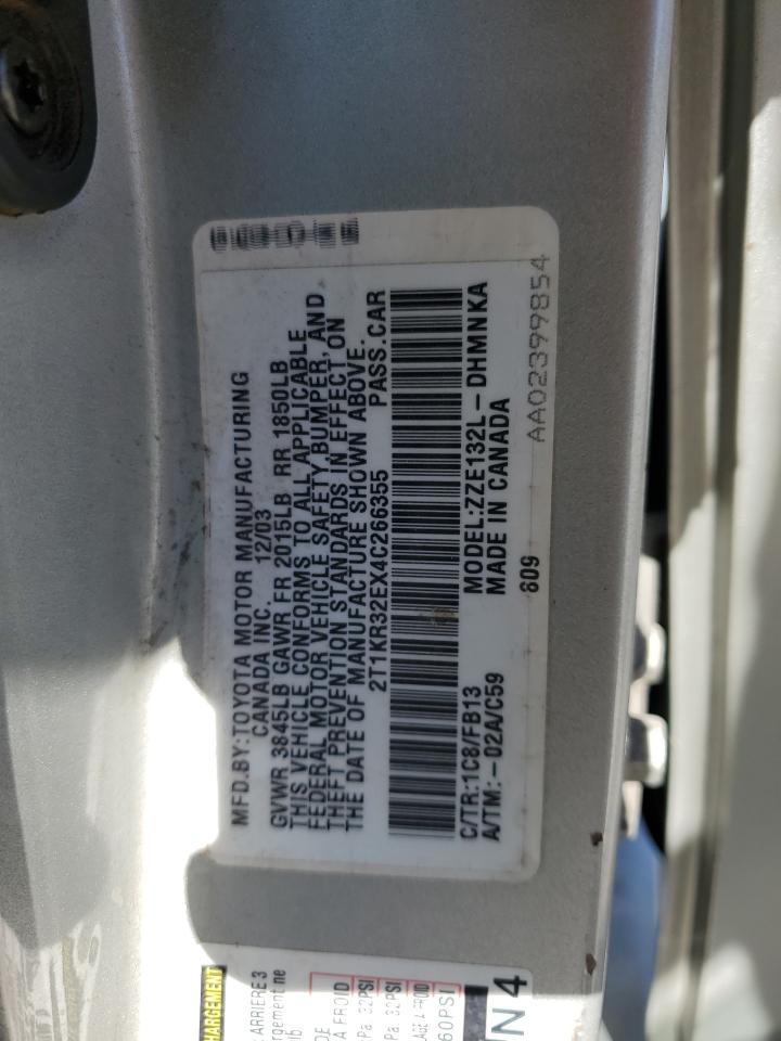 2004 Toyota Corolla Matrix Xr VIN: 2T1KR32EX4C266355 Lot: 81079255