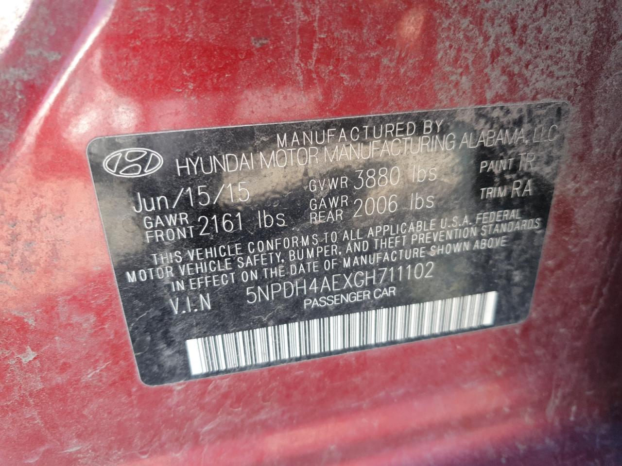 2016 Hyundai Elantra Se VIN: 5NPDH4AEXGH711102 Lot: 82037815