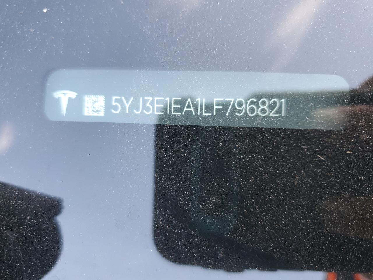 2020 Tesla Model 3 VIN: 5YJ3E1EA1LF796821 Lot: 83794915