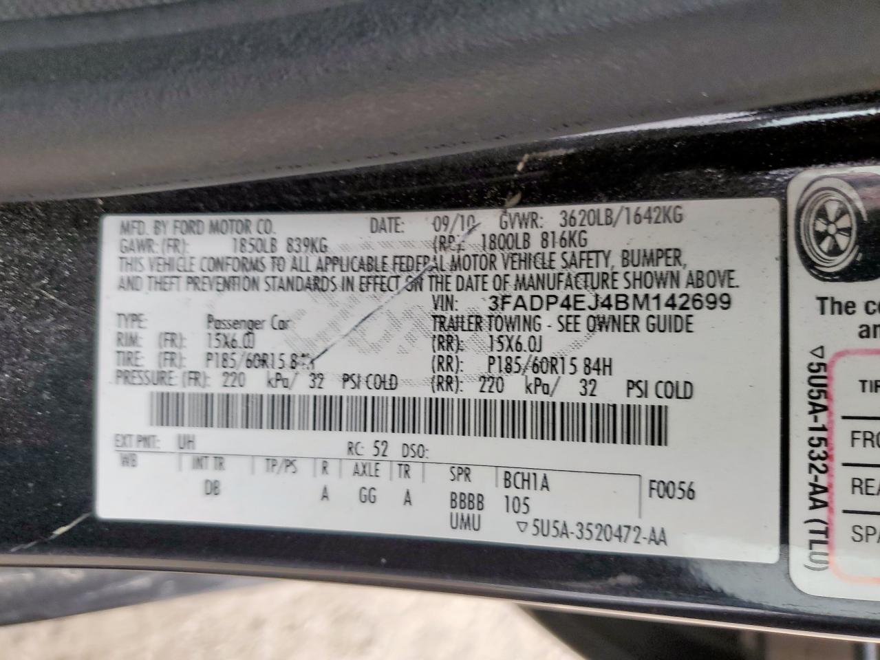 2011 Ford Fiesta Se VIN: 3FADP4EJ4BM142699 Lot: 83821305