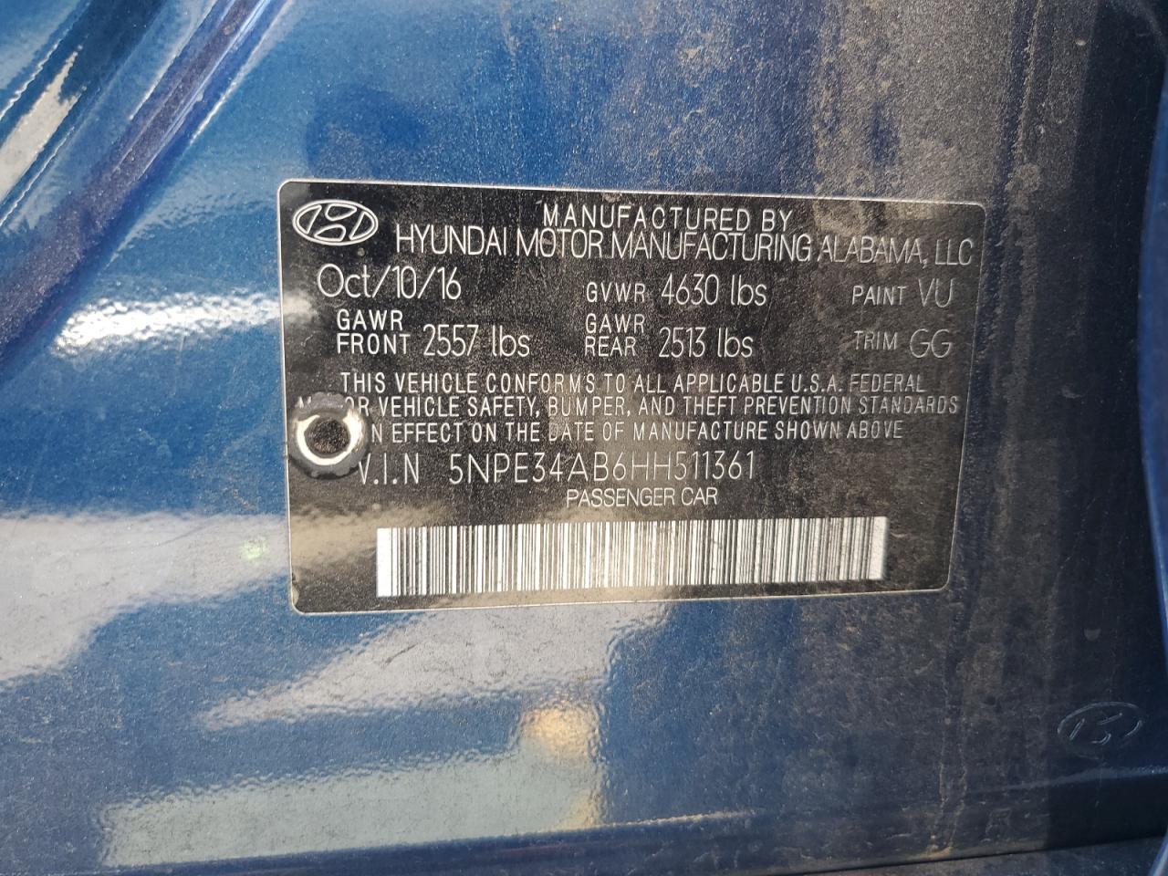 2017 Hyundai Sonata Sport VIN: 5NPE34AB6HH511361 Lot: 71471215