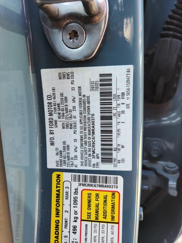 2021 Ford Bronco Sport Outer Banks VIN: 3FMCR9C67MRA90370 Lot: 80495555