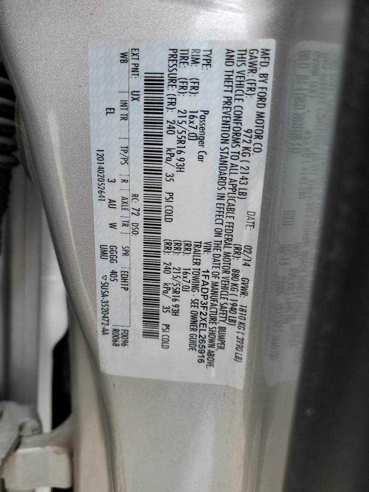 2014 Ford Focus Se VIN: 1FADP3F2XEL265916 Lot: 71713725