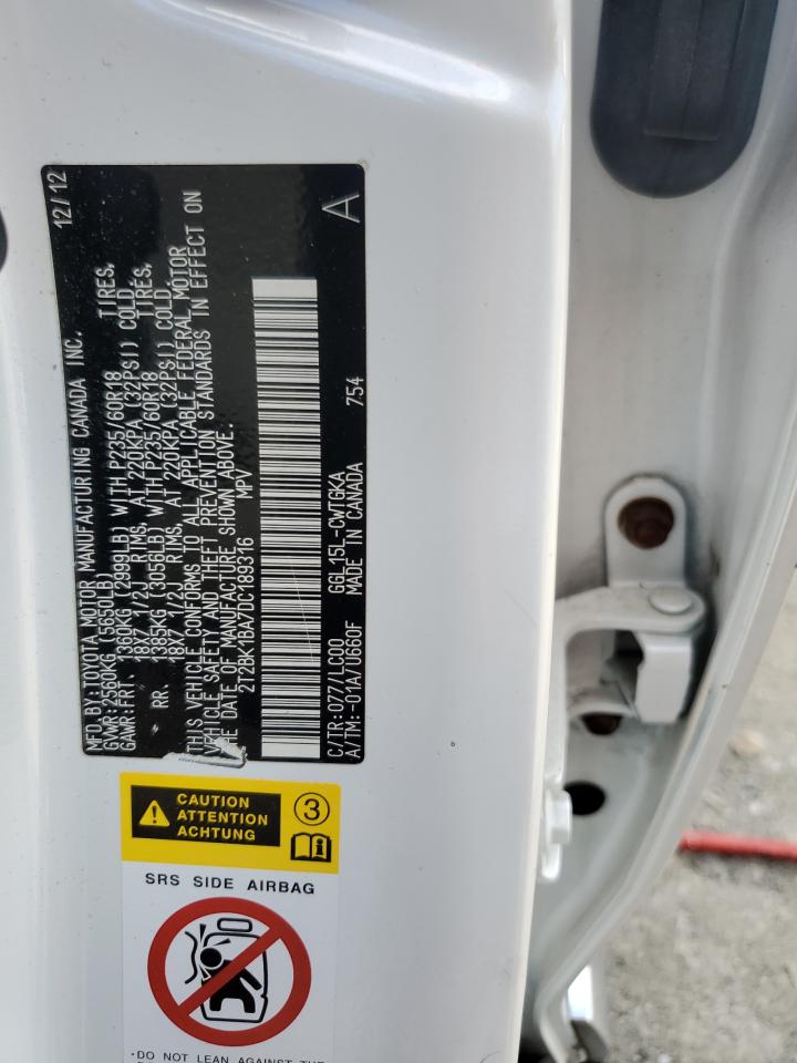 2013 Lexus Rx 350 Base VIN: 2T2BK1BA7DC189316 Lot: 80691445