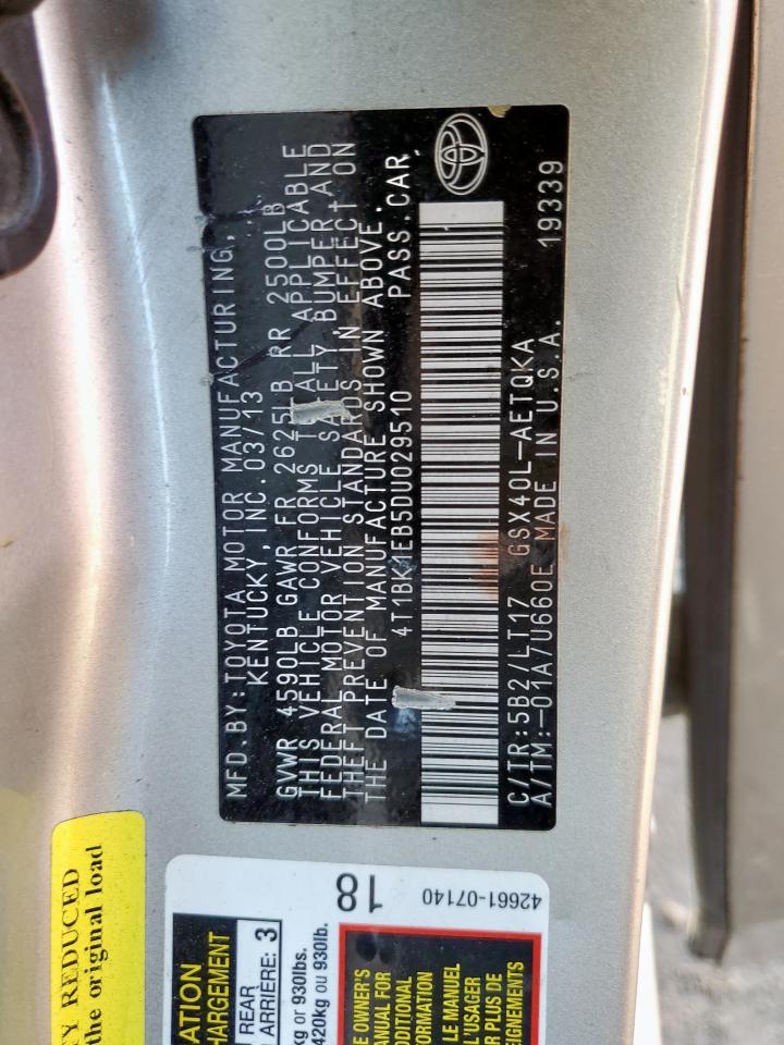 2013 Toyota Avalon Base VIN: 4T1BK1EB5DU029510 Lot: 82129625