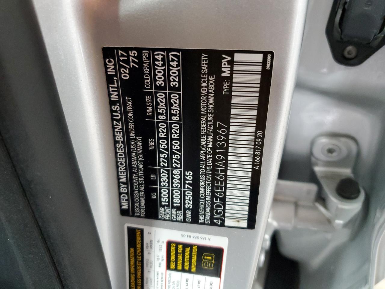 2017 Mercedes-Benz Gls 450 4Matic VIN: 4JGDF6EE6HA913967 Lot: 81950005