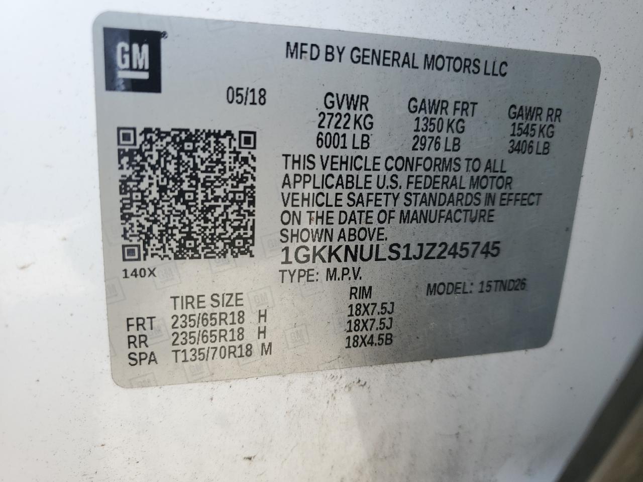 2018 GMC Acadia Slt-1 VIN: 1GKKNULS1JZ245745 Lot: 81286295