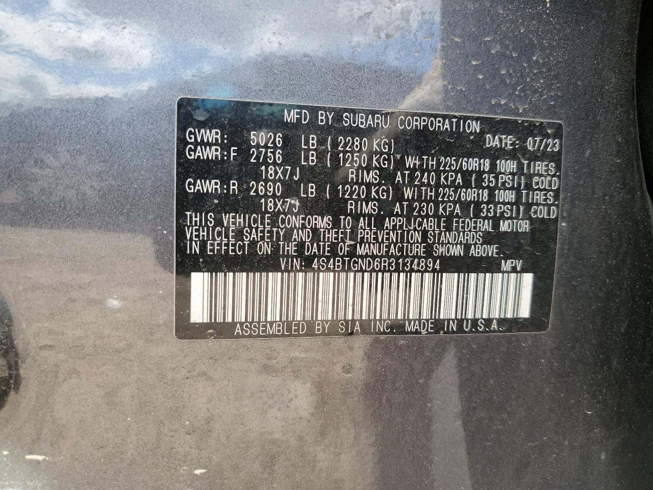 2024 Subaru Outback Limited Xt VIN: 4S4BTGND6R3134894 Lot: 71798215