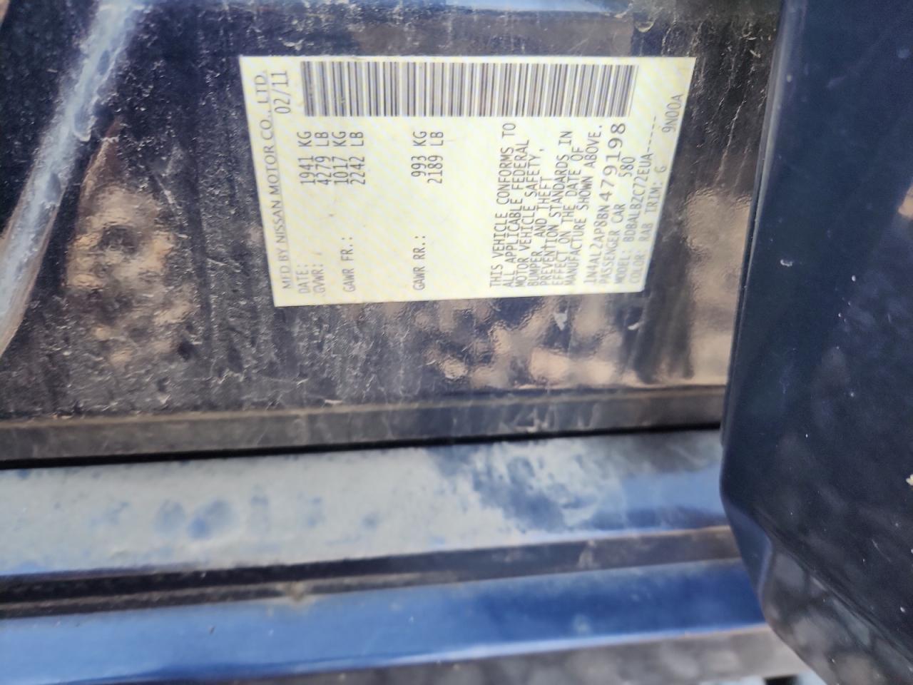 2011 Nissan Altima Base VIN: 1N4AL2AP8BN479198 Lot: 81230375