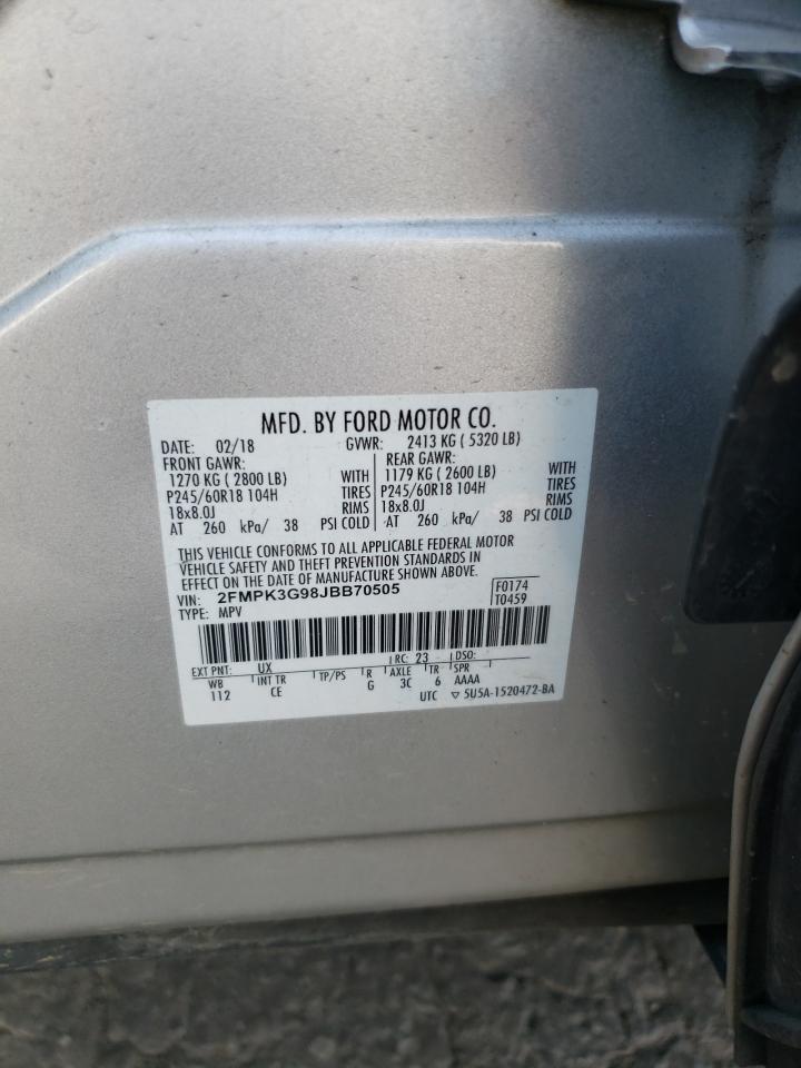 2018 Ford Edge Se VIN: 2FMPK3G98JBB70505 Lot: 80136715