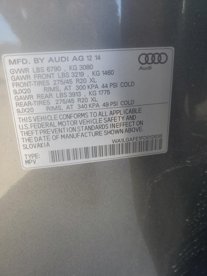 2015 Audi Q7 Premium Plus VIN: WA1LGAFE1FD012638 Lot: 81896525