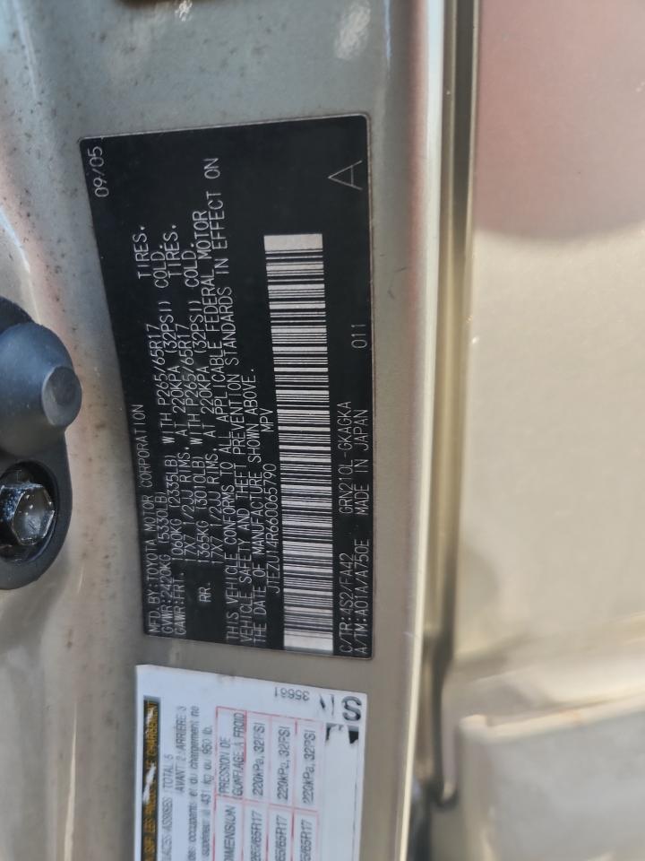 2006 Toyota 4Runner Sr5 VIN: JTEZU14R660065790 Lot: 71162665