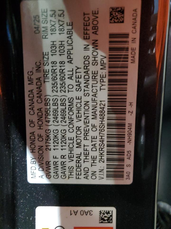 2025 Honda Cr-V Exl VIN: 2HKRS4H76SH488421 Lot: 81293655