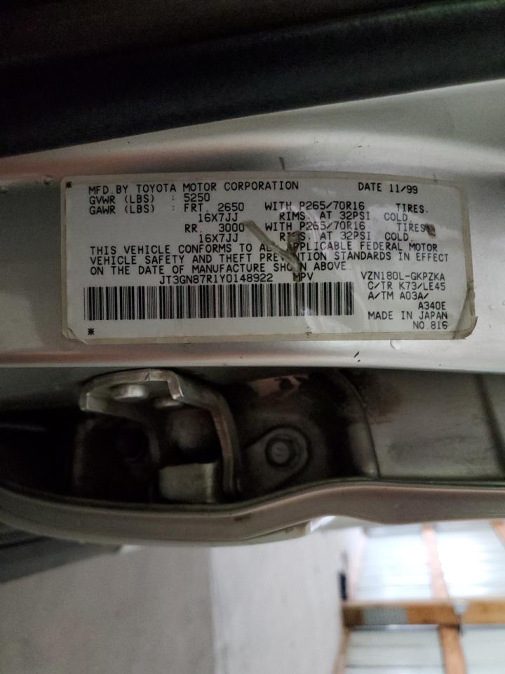 2000 Toyota 4Runner Limited VIN: JT3GN87R1Y0148922 Lot: 71423385