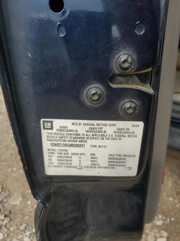 2004 Chevrolet Tahoe C1500 VIN: 1GNEC13V24R299221 Lot: 81276245