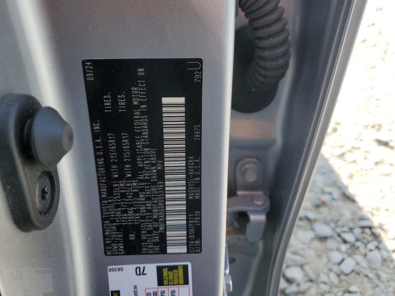 2024 Toyota Corolla Cross Se VIN: 7MUFBABG0RV053169 Lot: 81080865