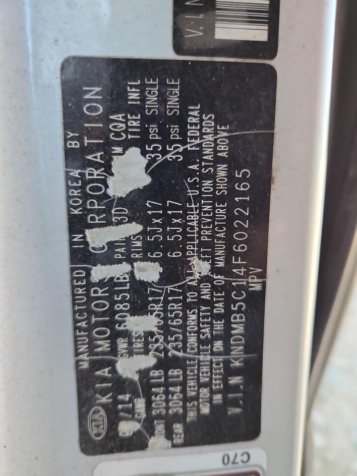 2015 Kia Sedona Lx VIN: KNDMB5C14F6022165 Lot: 71820795