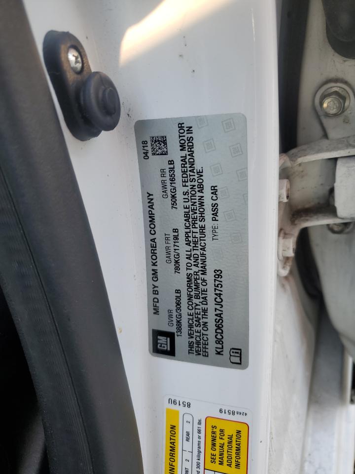 2018 Chevrolet Spark 1Lt VIN: KL8CD6SA7JC475793 Lot: 71112665