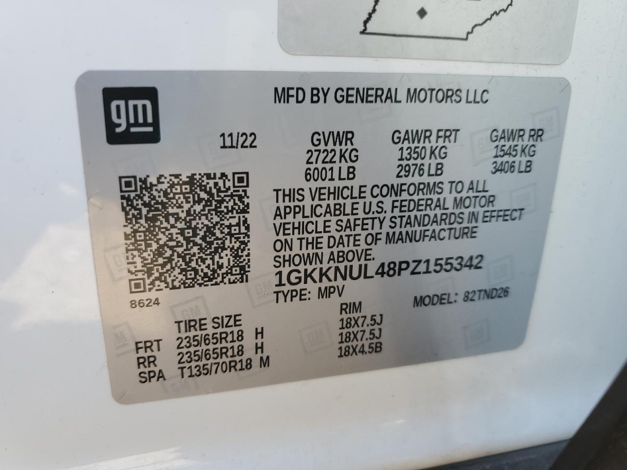 2023 GMC Acadia Slt VIN: 1GKKNUL48PZ155342 Lot: 84262415
