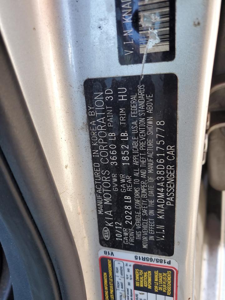 2013 Kia Rio Lx VIN: KNADM4A38D6175778 Lot: 71972795