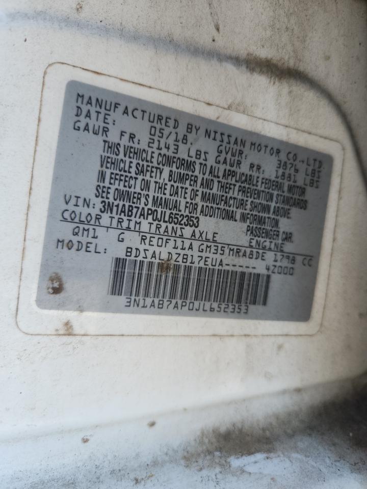 2018 Nissan Sentra S VIN: 3N1AB7AP0JL652353 Lot: 80714405