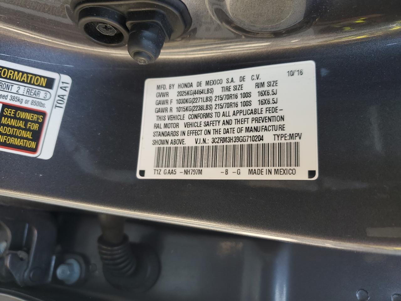 2016 Honda Cr-V Lx VIN: 3CZRM3H39GG710204 Lot: 70546125