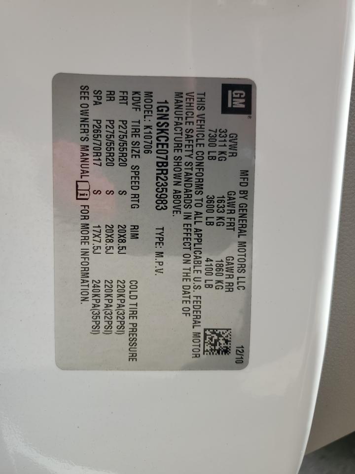 2011 Chevrolet Tahoe K1500 Ltz VIN: 1GNSKCE07BR235983 Lot: 72083715