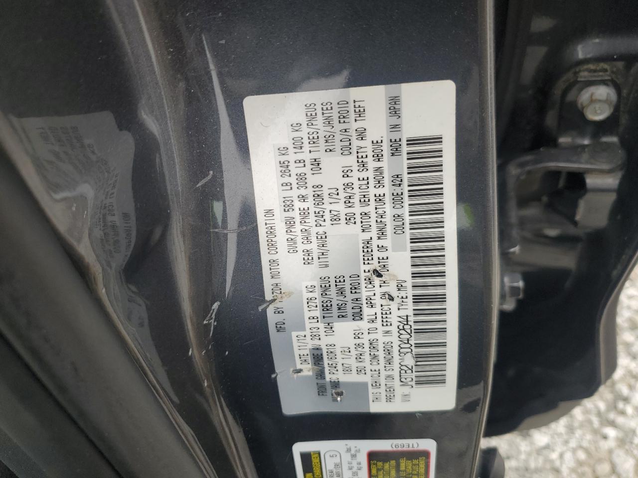 2013 Mazda Cx-9 Touring VIN: JM3TB2CA8D0402644 Lot: 83924705