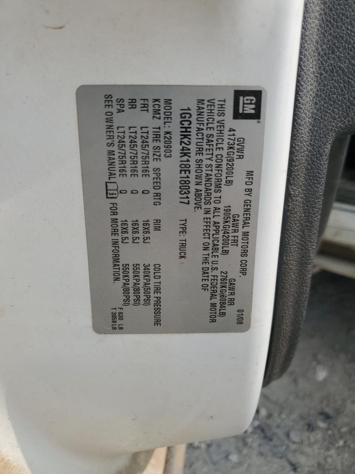 2008 Chevrolet Silverado K2500 Heavy Duty VIN: 1GCHK24K18E180317 Lot: 71673865