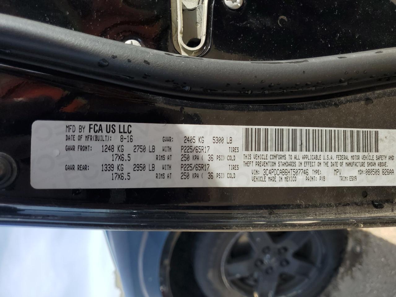 2017 Dodge Journey Se VIN: 3C4PDCAB6HT507746 Lot: 80481065