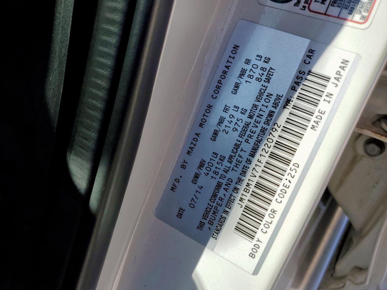 2015 Mazda 3 Touring VIN: JM1BM1V71F1220792 Lot: 84000285