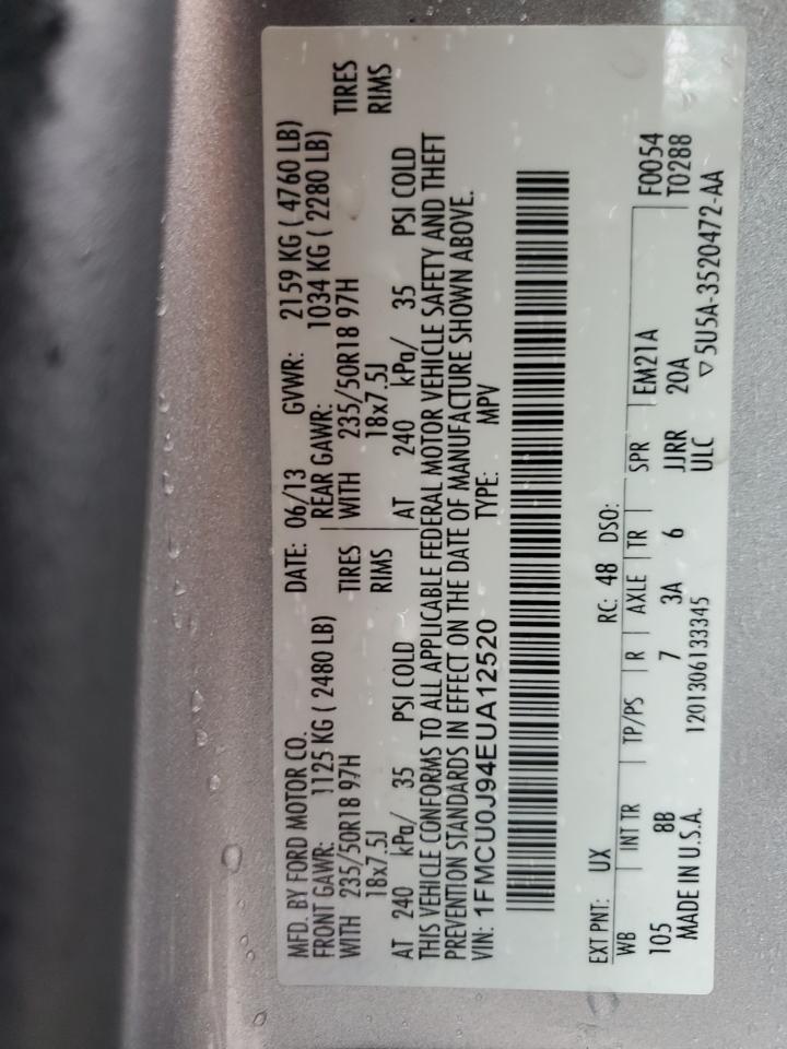 2014 Ford Escape Titanium VIN: 1FMCU0J94EUA12520 Lot: 80525065