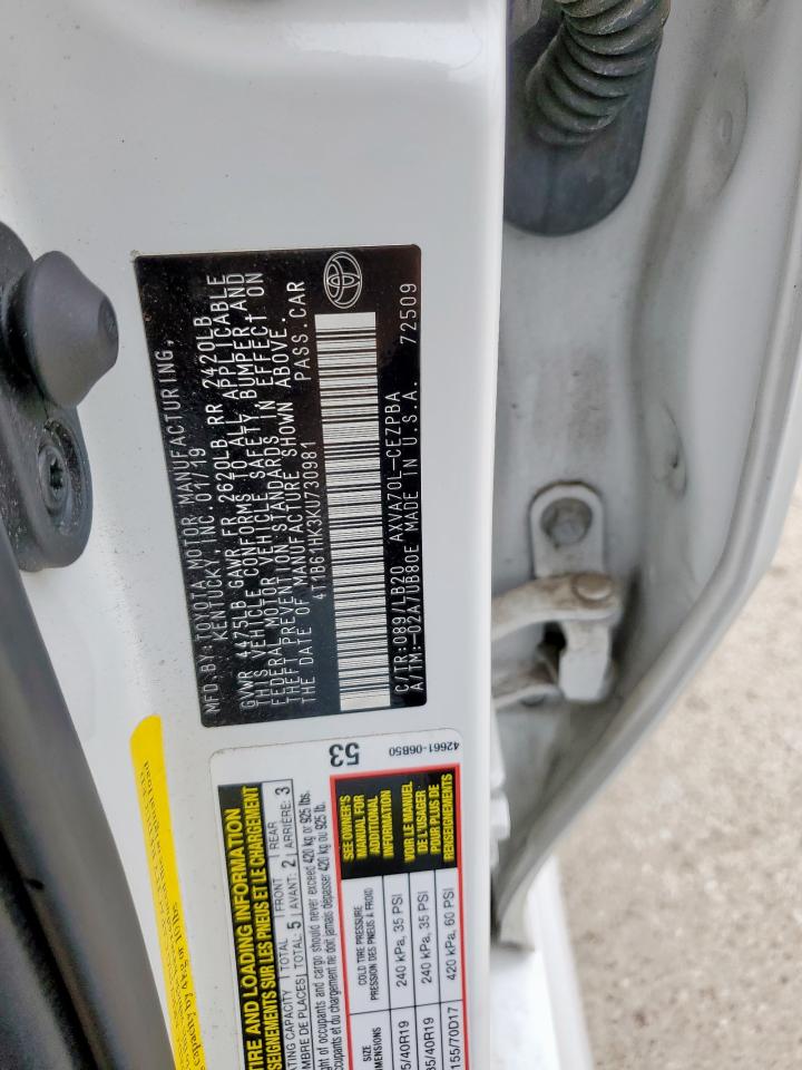 2019 Toyota Camry Xse VIN: 4T1B61HK3KU730981 Lot: 71124455