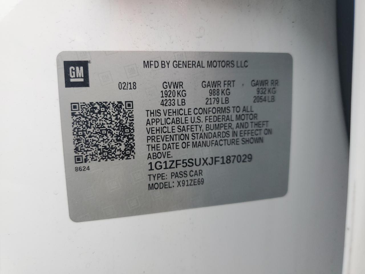 2018 Chevrolet Malibu Hybrid VIN: 1G1ZF5SUXJF187029 Lot: 83977195