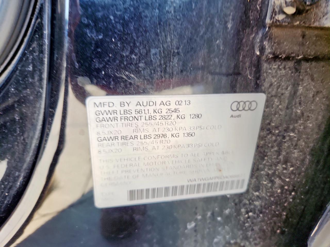2013 Audi Q5 Prestige VIN: WA1WGAFP6DA068877 Lot: 80604815