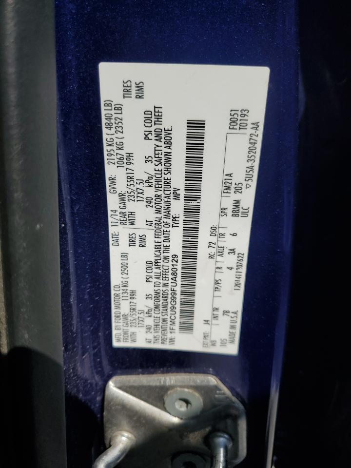 2015 Ford Escape Se VIN: 1FMCU9G99FUA80129 Lot: 80352905