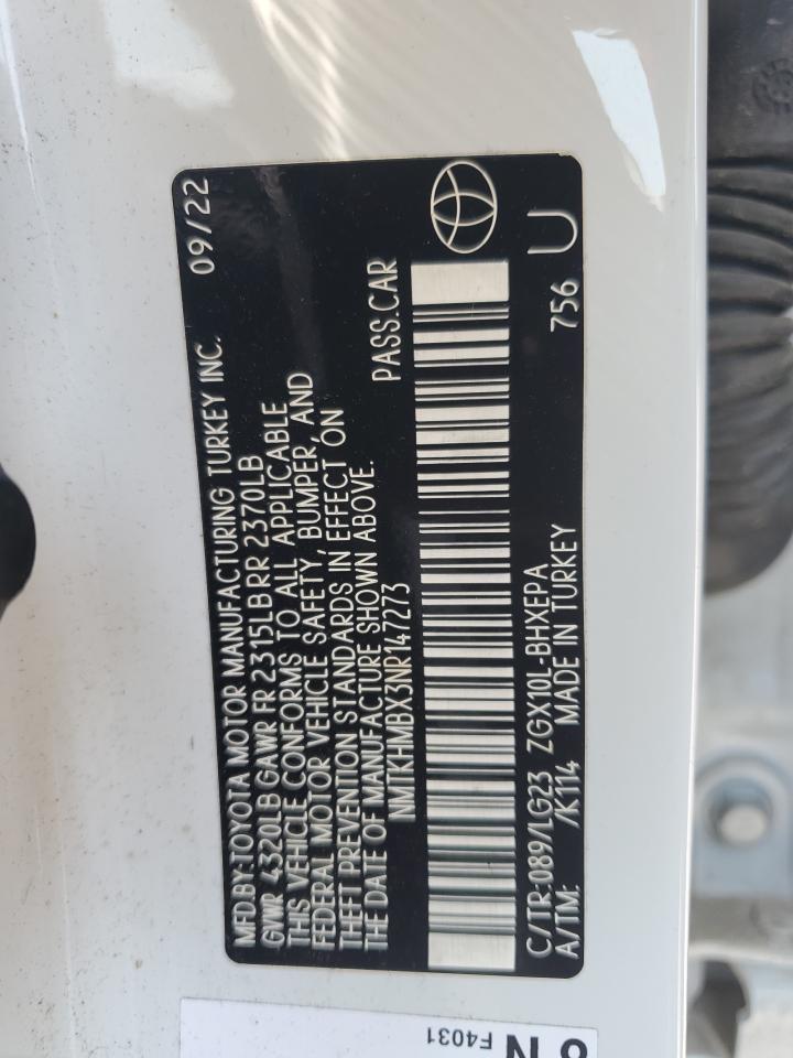 2022 Toyota C-Hr Xle VIN: NMTKHMBX3NR147273 Lot: 71006685