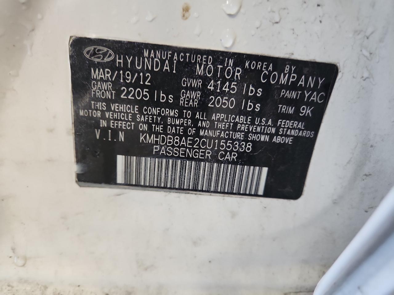 2012 Hyundai Elantra Touring Gls VIN: KMHDB8AE2CU155338 Lot: 80818145