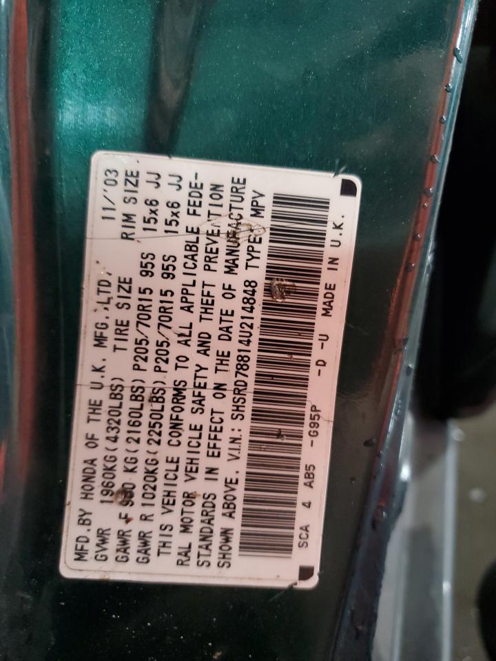 2004 Honda Cr-V Ex VIN: SHSRD78814U214848 Lot: 83844255