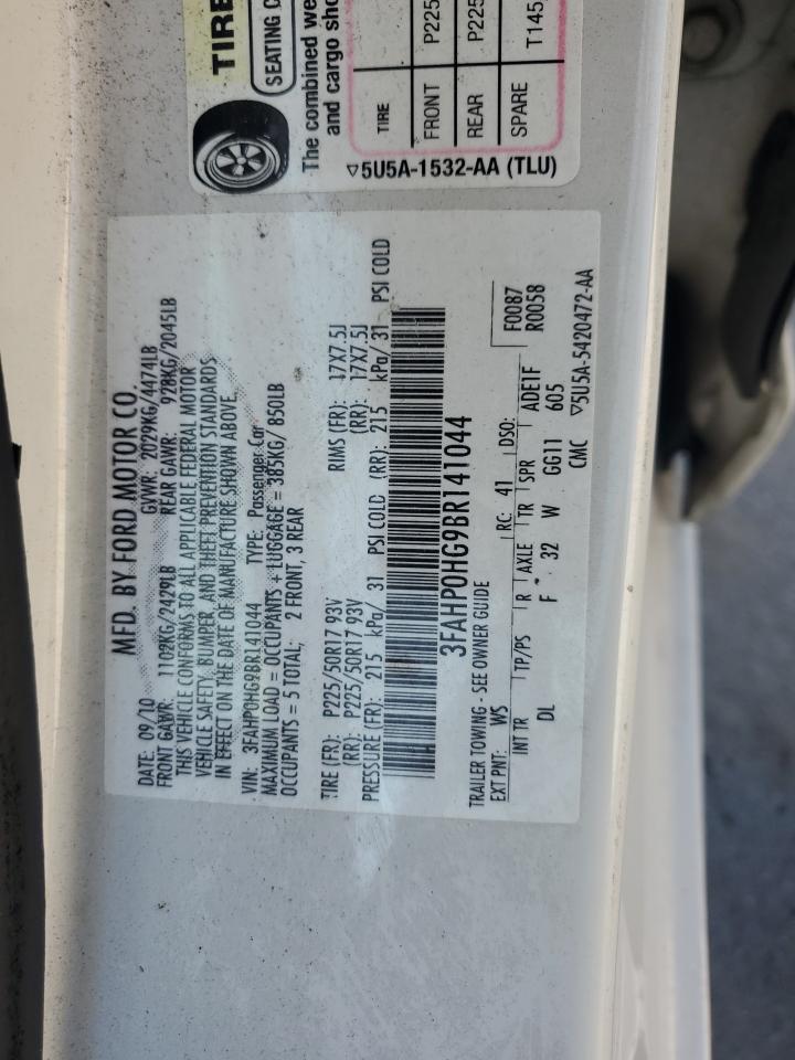 2011 Ford Fusion Se VIN: 3FAHP0HG9BR141044 Lot: 80794325